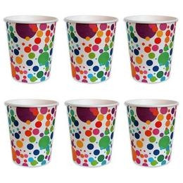 Színes Konfettis Parti Papír Pohár - 250 ml, 6 db-os