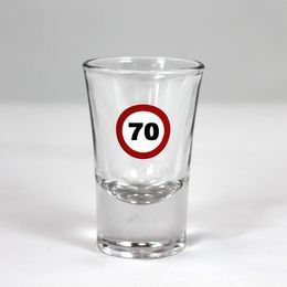 Sebességkorlátozó mintás 70. születésnapi feles üvegpohár