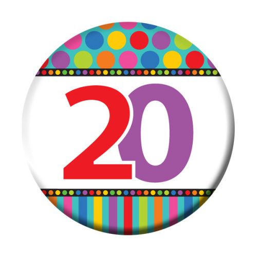 20-as Születésnapi Számos Kitűző - 5,5 cm