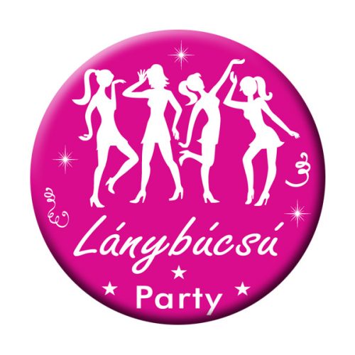 Rózsaszín-Fehér Leánybúcsú Party Kitűző - 5,5 cm