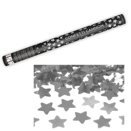 Konfetti ágyú ezüst csillagokkal 60 cm