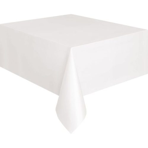 White Műanyag Parti Asztalterítő - 137 cm x 274 cm