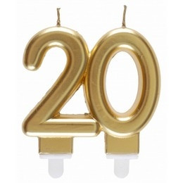 20-as Arany Szülinapi Parti Számgyertya - 7,5 cm x 9 cm