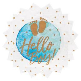 Hello Boy Parti Szalvéta Babaszületésre - 21 cm x 21 cm, 20 db-os
